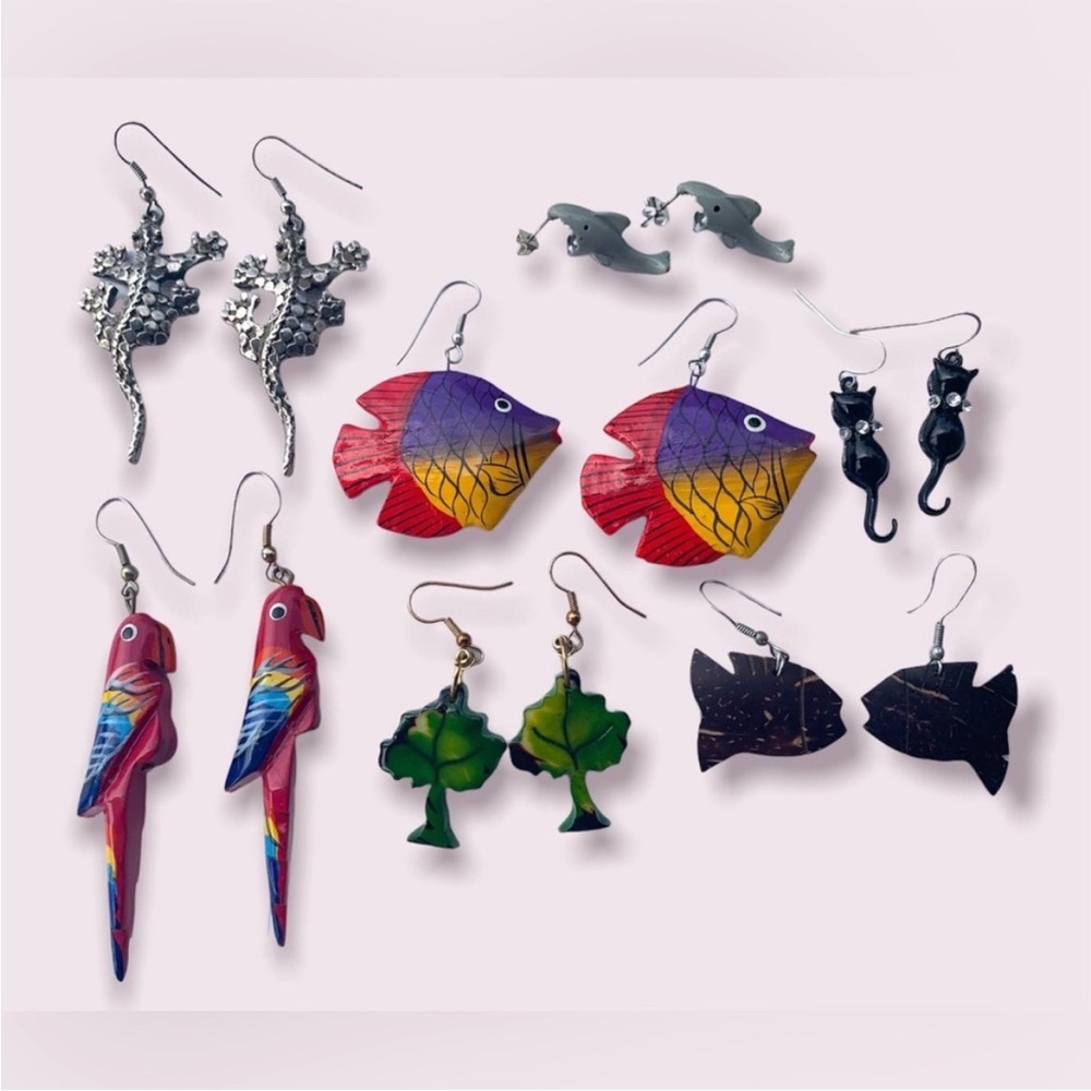 Retro Earrings Colourful Pierced Statement Jewelry Lot